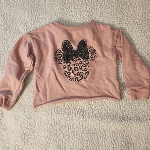 💗Minnie Mouse crop Sweater. Sequin Ears, pink super cute. Size 6.